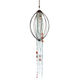 Wire Frame Tumbled Glass Pendant - Round